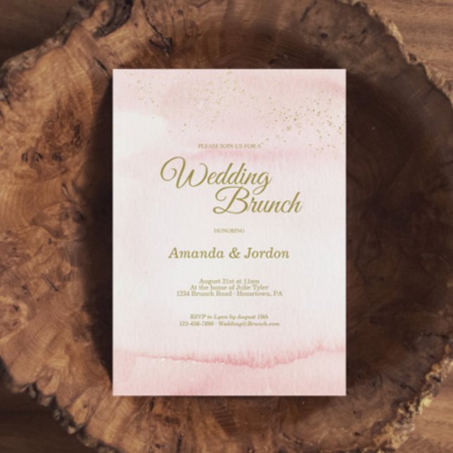 Convites Tipo Dourado de Água Rosa Brunch (Criador carregado)