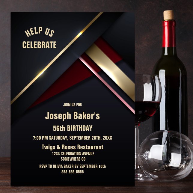 Convites Tipo Dourado Qualquer Festa de aniversário etária (Criador carregado)