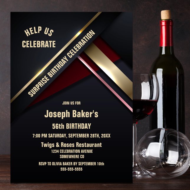 Convites Tipo Dourado Qualquer Festa de aniversário Surpres (Criador carregado)