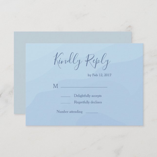 Convites Tipo elegante pastel azul d'água casado rsvp (Frente/Verso)