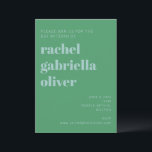 Convites Tipografia a negrito Bat Mitzvah, azul e moderno v<br><div class="desc">Chamada Mitzvah para Bat Moderno Azul e Verde</div>
