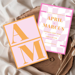 Convites Tipografia a negrito Monograma cor-de-rosa vibrant