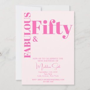 Convites Tipografia a preto 50º aniversário moderno, cor-de