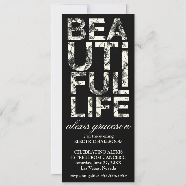 Convites Tipografia bonita de 311 hibiscus da vida (Frente)