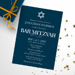 Convites Tipografia Branca Moderna No Bar Azul Mitzvah<br><div class="desc">Tipografia Branca Moderna No Convite Mitzvah Ao Bar Azul</div>