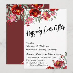 Convites Tipografia Burgundy Vermelho Floral Felizes Para S