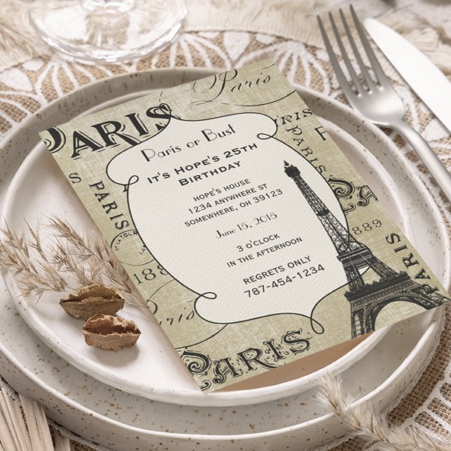 Convites Tipografia Caligrafia Paris França Torre Eiffel (Criador carregado)