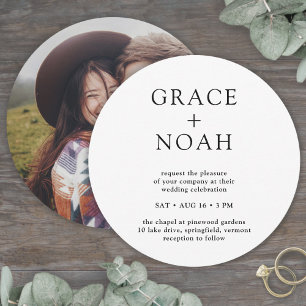 Convites Tipografia Clássica Simples e Casamento Mínimo de