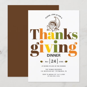 Convites Tipografia colorida e cornucópia Ação de Graça