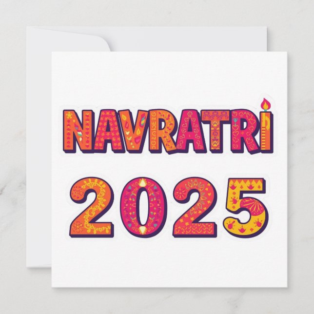 Convites Tipografia Colorida "NAVRATRI 2025" (Frente)