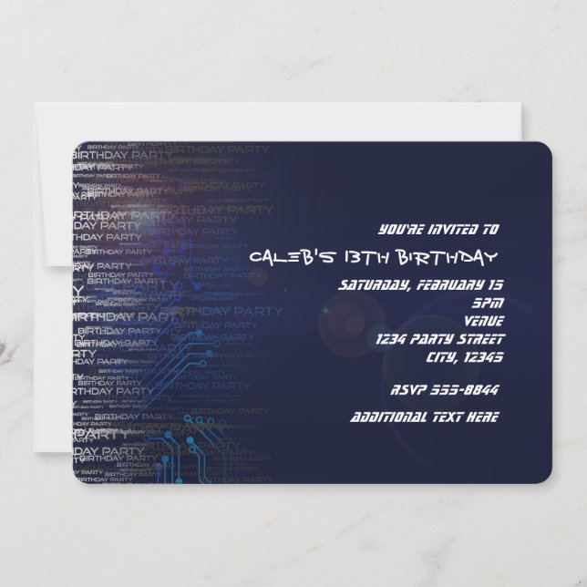 Convites Tipografia de Aniversário Tech Legal Moderna (Frente)