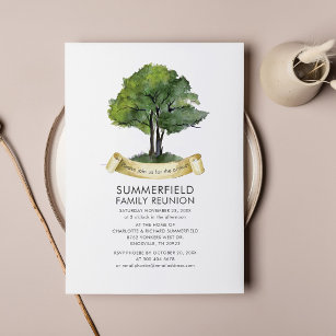 Convites Tipografia de Aquarela de Árvore de Reunião Famili