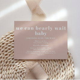 Convites Tipografia de Arenito Rosa Bearly Wait Baby Shower