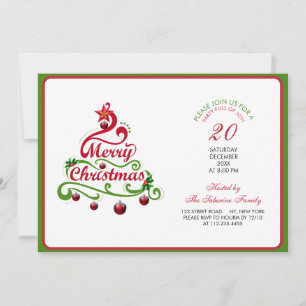 Convites Tipografia de Árvore de Natal Elegante e Divertida