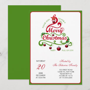 Convites Tipografia de Árvore de Natal Elegante e Divertida