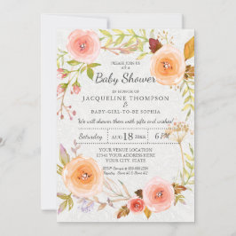 Convites Tipografia de Damasco Branco Molha de Aquarela Flo