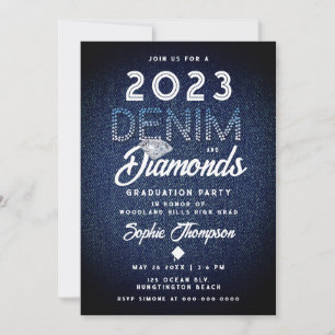 Convites Tipografia de Denim Diamantes Festa de formatura M