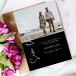 Convites Tipografia de Fotografia e Mão Salvar Data - Preto<br><div class="desc">Enviar um preto e branco bonito salve o cartão de data com sua tipografia de fotos e mãos. Ajustado qualquer casamento. Veja a coleção de convites para casamento de fotos para mais estilos.</div>