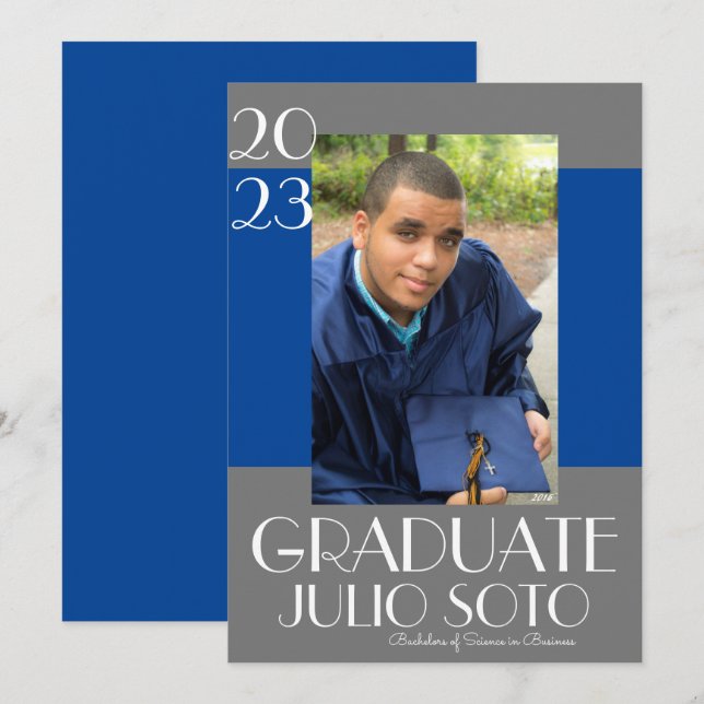 Convites Tipografia de Graduação Moderna 2023 Foto (Frente/Verso)