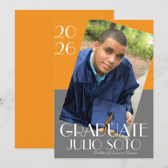 Convites Tipografia de Graduação Moderna 2026 Foto (Frente/Verso)