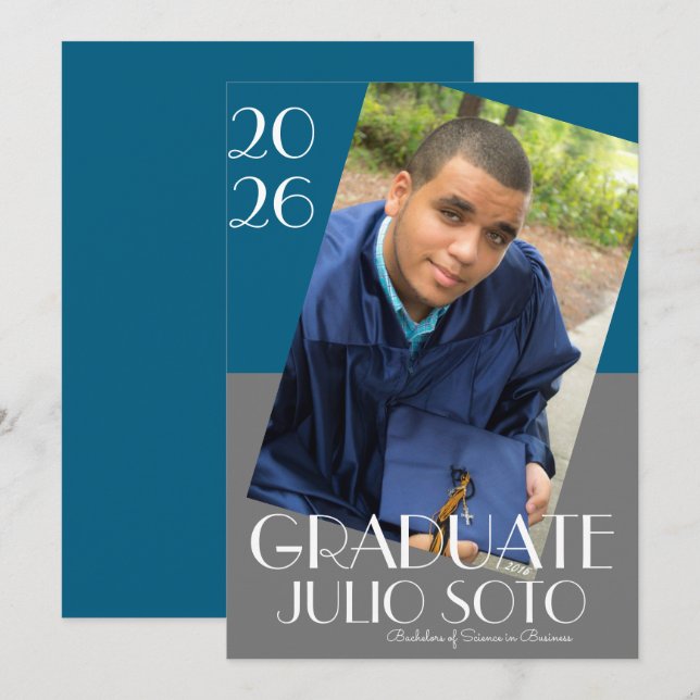 Convites Tipografia de Graduação Moderna 2026 Foto (Frente/Verso)