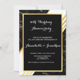 Convites Tipografia de listras de mármore dourado Aniversár