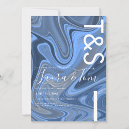 Convites Tipografia de Roteiro Negrito Blue Marble Swirl