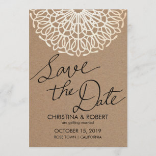 Convites Tipografia de Save The Date de papel kraft rústico