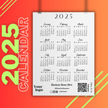 Tipografia de Script de Calendário 2025 Anos Branc