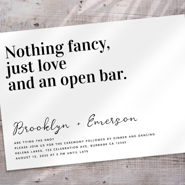 Convites Tipografia Divertida Casamento Preto Branco (Criador carregado)