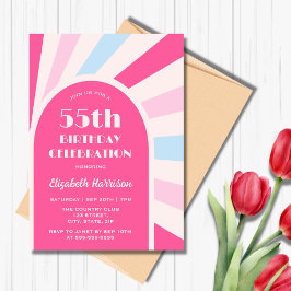 Convites Tipografia do Arco de Raio-Sol Retroativo Rosa