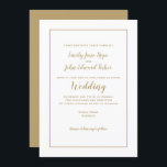 Convites Tipografia Dourada Elegante Simples e Casamento de<br><div class="desc">Design de casamento minimalista com tipografia de ouro e quadro com texto facilmente personalizado,  e ouro continua no sentido inverso. As cores de fundo e texto podem ser alteradas se você desejar.</div>