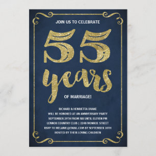 Convites Tipografia Dourada   Faux Foil 55º Aniversário