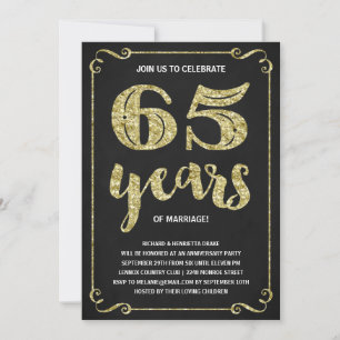 Convites Tipografia Dourada Faux Foil 65.o Aniversário