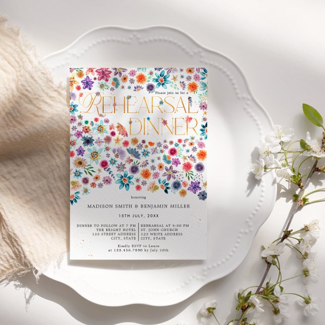 Convites Tipografia Dourada Jantar de Ensaios de Casamento  (Front)