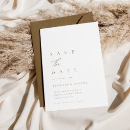 Convites Tipografia Dourada ultra-mínima economiza a data |