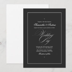 Convites Tipografia Elegante Casamento Preto e Branco Atemp