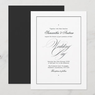 Convites Tipografia Elegante Casamento Preto e Branco Atemp