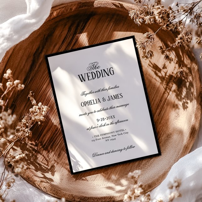 Convites Tipografia Elegante Casamento Preto e Branco Moder (Criador carregado)