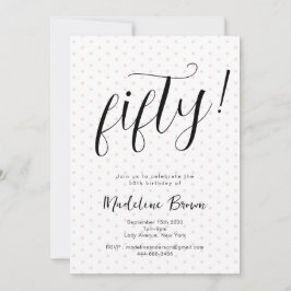 Convites Tipografia Elegante Pontos Rosa 50º Aniversário Mo