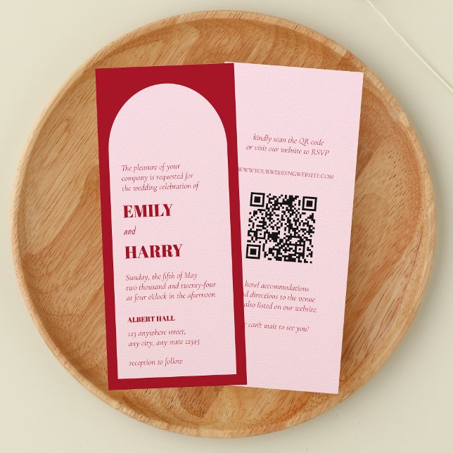 Convites Tipografia em negrito moderno Código QR Casamento  (Criador carregado)