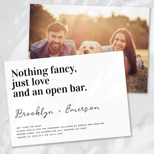 Convites Tipografia Engraçada Casamento Branco Negro (Criador carregado)