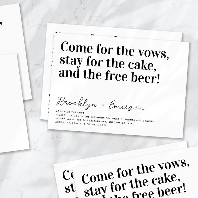 Convites Tipografia Engraçada Casamento Branco Negro (Criador carregado)