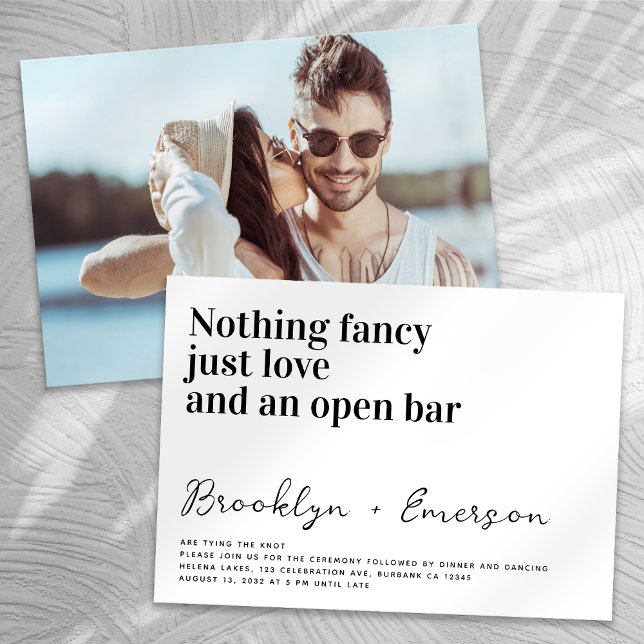 Convites Tipografia Engraçada Nada Foto Rico Casamento (Criador carregado)