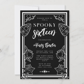 Convites Tipografia Floral Branca Branca Gótica Doce Dezess