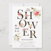 Tipografia Floral Elegante Chuveiro de Noiva Coral