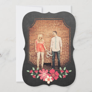 Convites Tipografia Floral Rústica de Quadro Negro para Sal