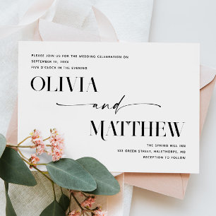 Convites Tipografia Formal Minimalista Casamento Foto + Q
