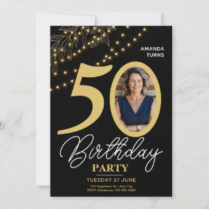 Convites Tipografia Fotográfica Botânica Elegante 50 Aniver