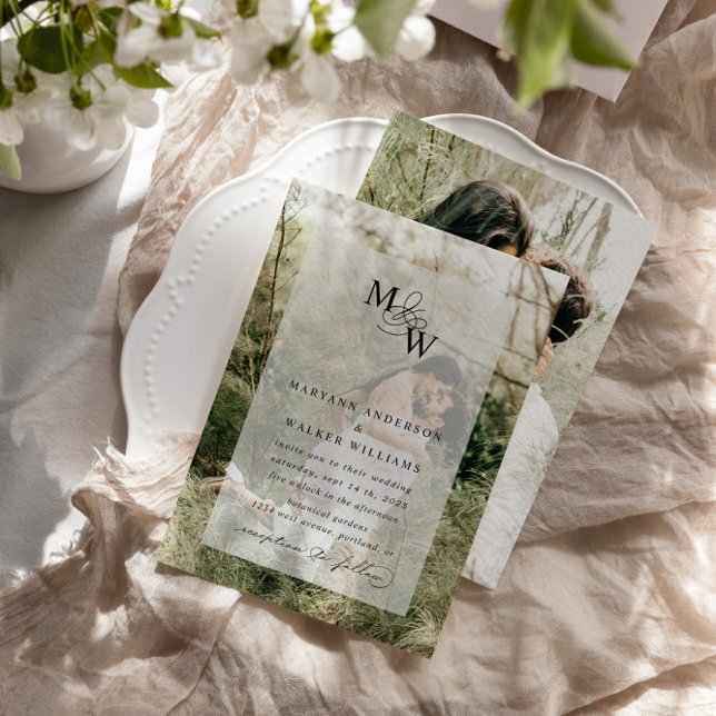 Convites Tipografia Luxuosa Orçamento Faux Velum Casamento (Criador carregado)